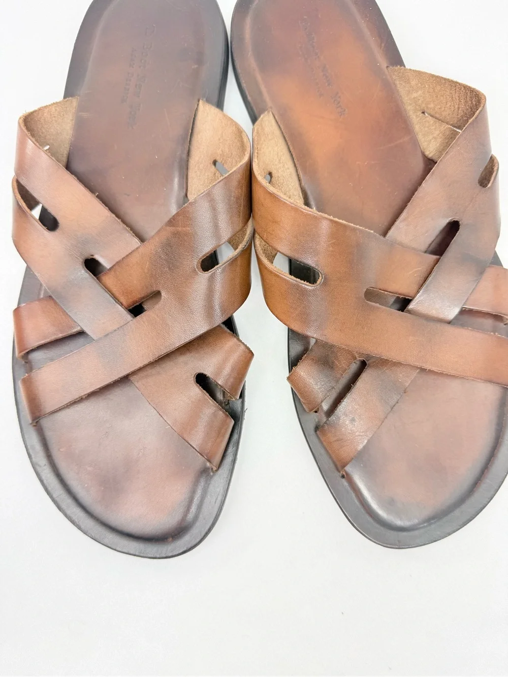 To Boot New York Adam Derrick PALM BEACH 100% Italian Leather Woven Slide Sandal